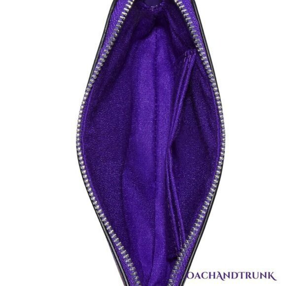 AUTHENTIC COACH Corner Zip Wristlet With Mini Vintage Rose Print Sport Purple - Picture 7 of 11